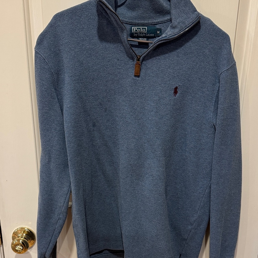Ralph Lauren Men's Heather Blue Quarter-Zip Sweater